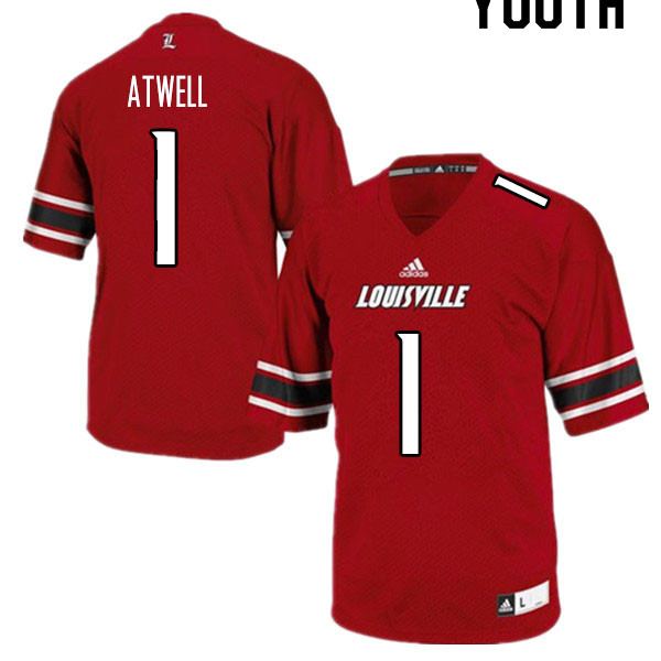 Youth #1 Tutu Atwell Louisville Cardinals College Football Jerseys Sale-Red - Click Image to Close